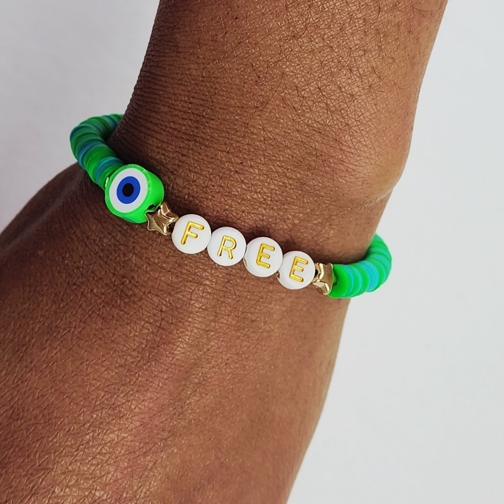 Handmade Bead Clay  Bracelet With The Word FREE